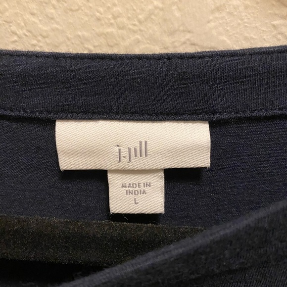 J. Jill Navy Blue 3/4 Flare Sleeve Boat Neck Tunic Size Large - Picture 3 of 8